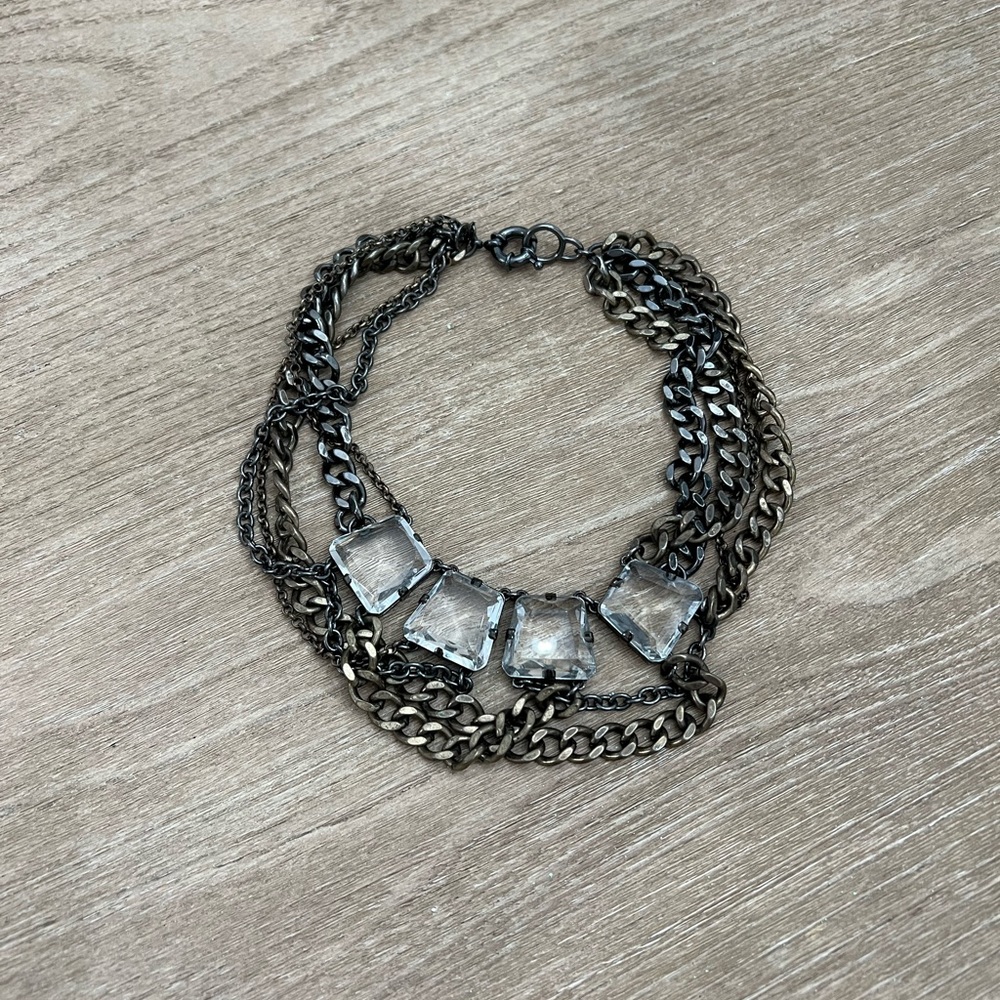Jcrew metallic silver statement necklace